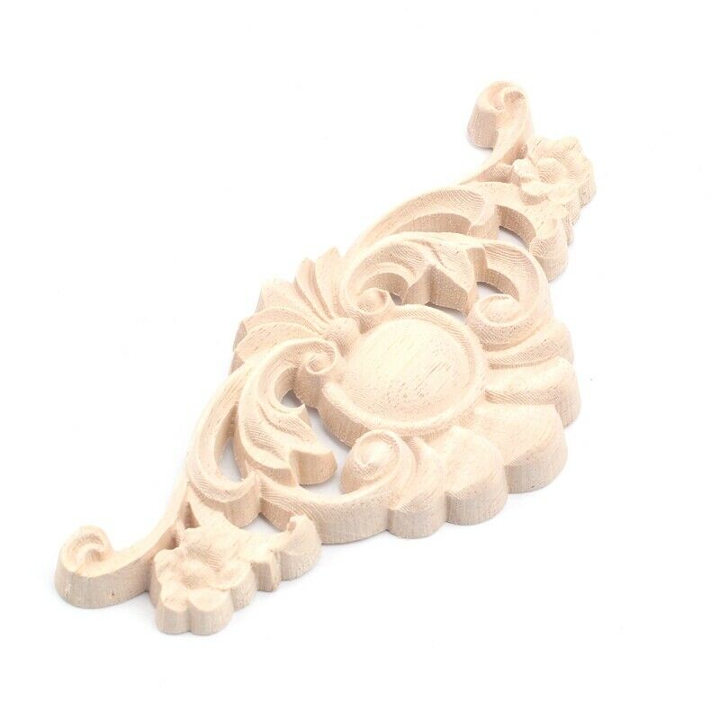 1X Exquisite Classic Rubber Wood Carved Applique Retro Furniture Craft Decor (E6