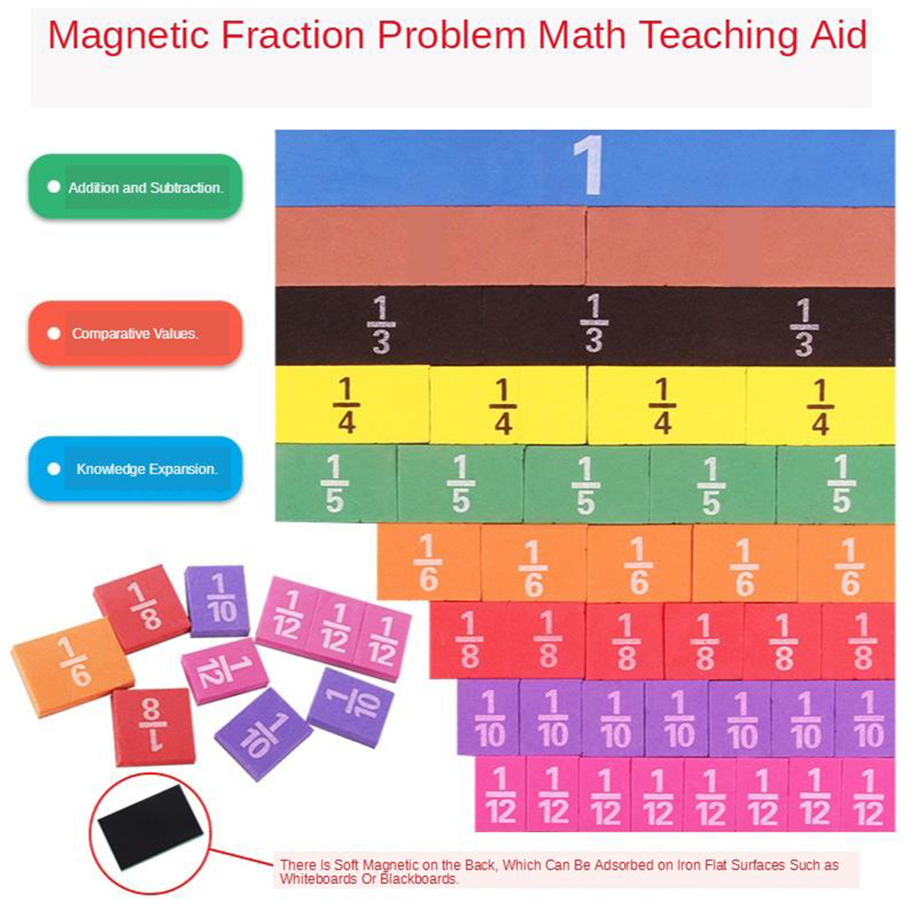 Math Skills Manipulative Kids Child Toddlers Fraction Learning Set School