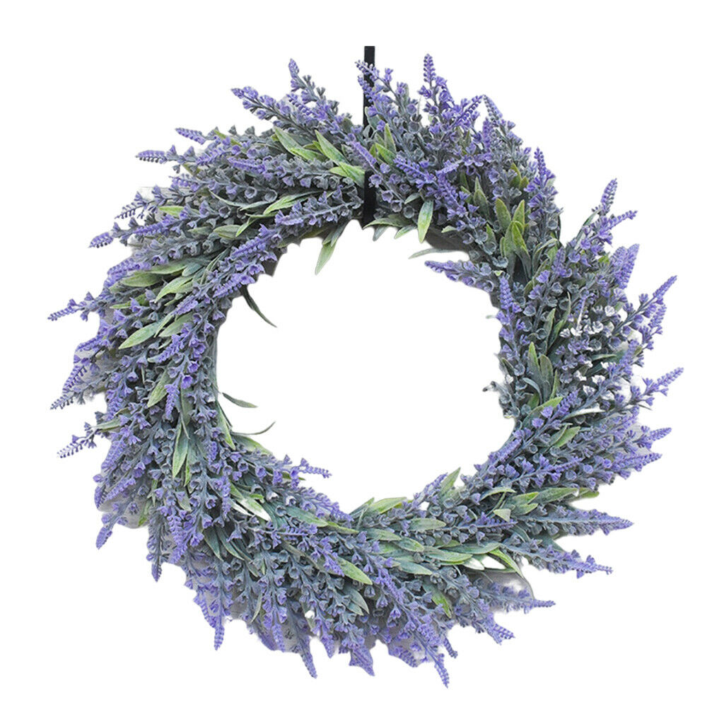 Artificial Lavender Wreath Flower Garland for Spring Summer Front Door Decors
