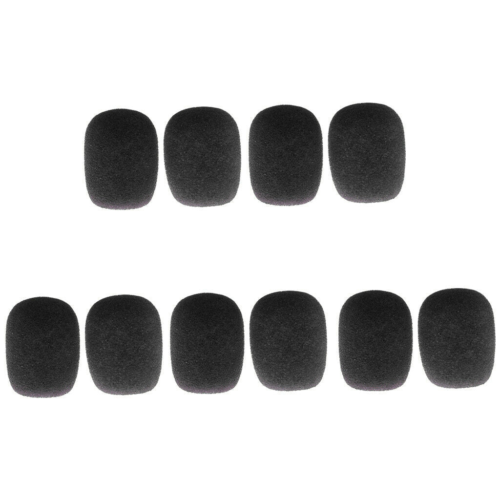 10 Pieces Mini Headset Audio Microphone Sponges Cover Windshield Protector Black