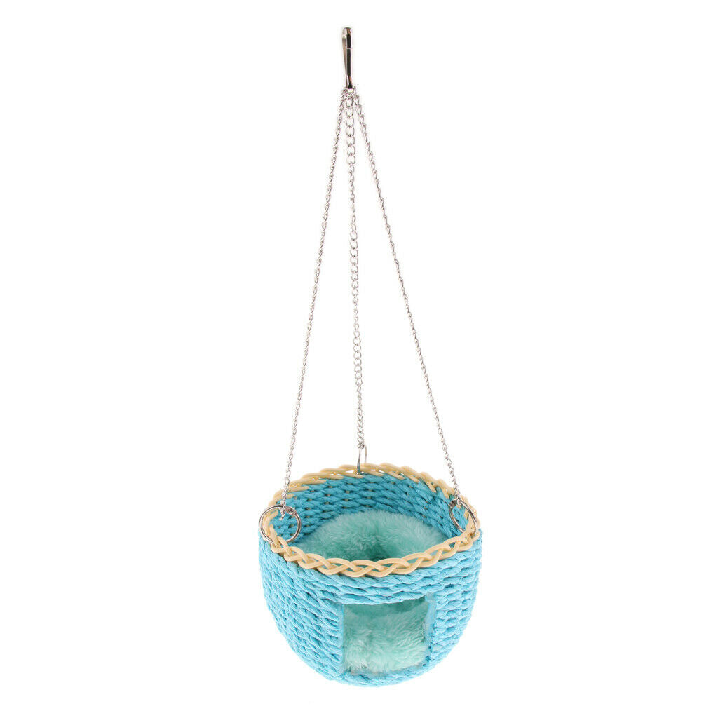 Pet Small Animal Hamster Cage Handwoven Bed Basket Swing with Removable Mat (