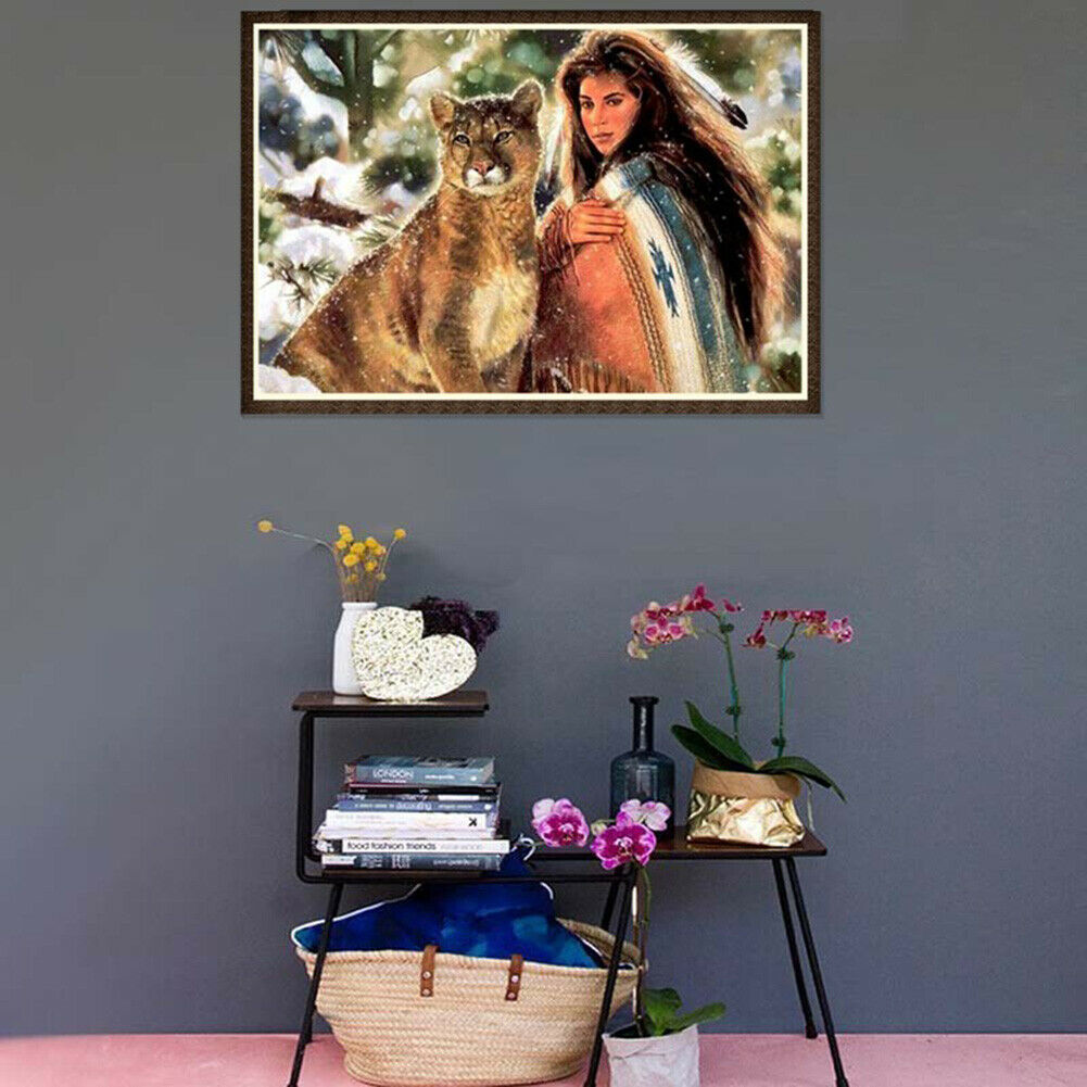 Beauty Big Cat 5D Diamond Painting Embroidery DIY Cross Stitch Home Decor  @