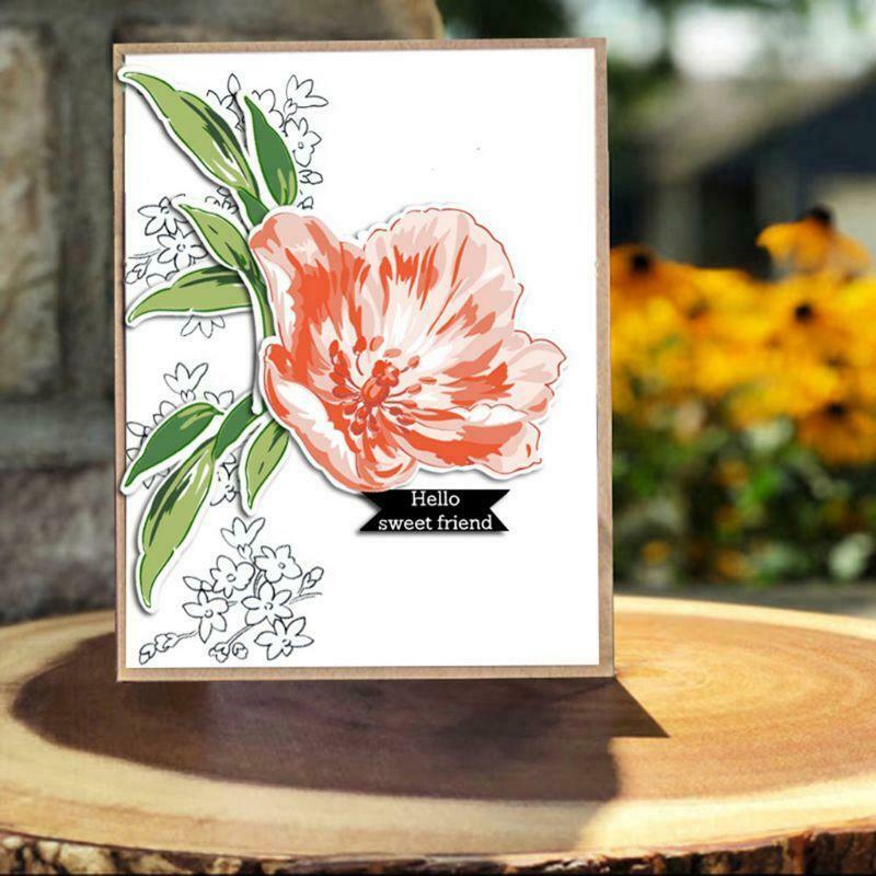 Thank You Flower Clear Stamp + Cutting Dies Stencil DIY Scrapbooking Embossing