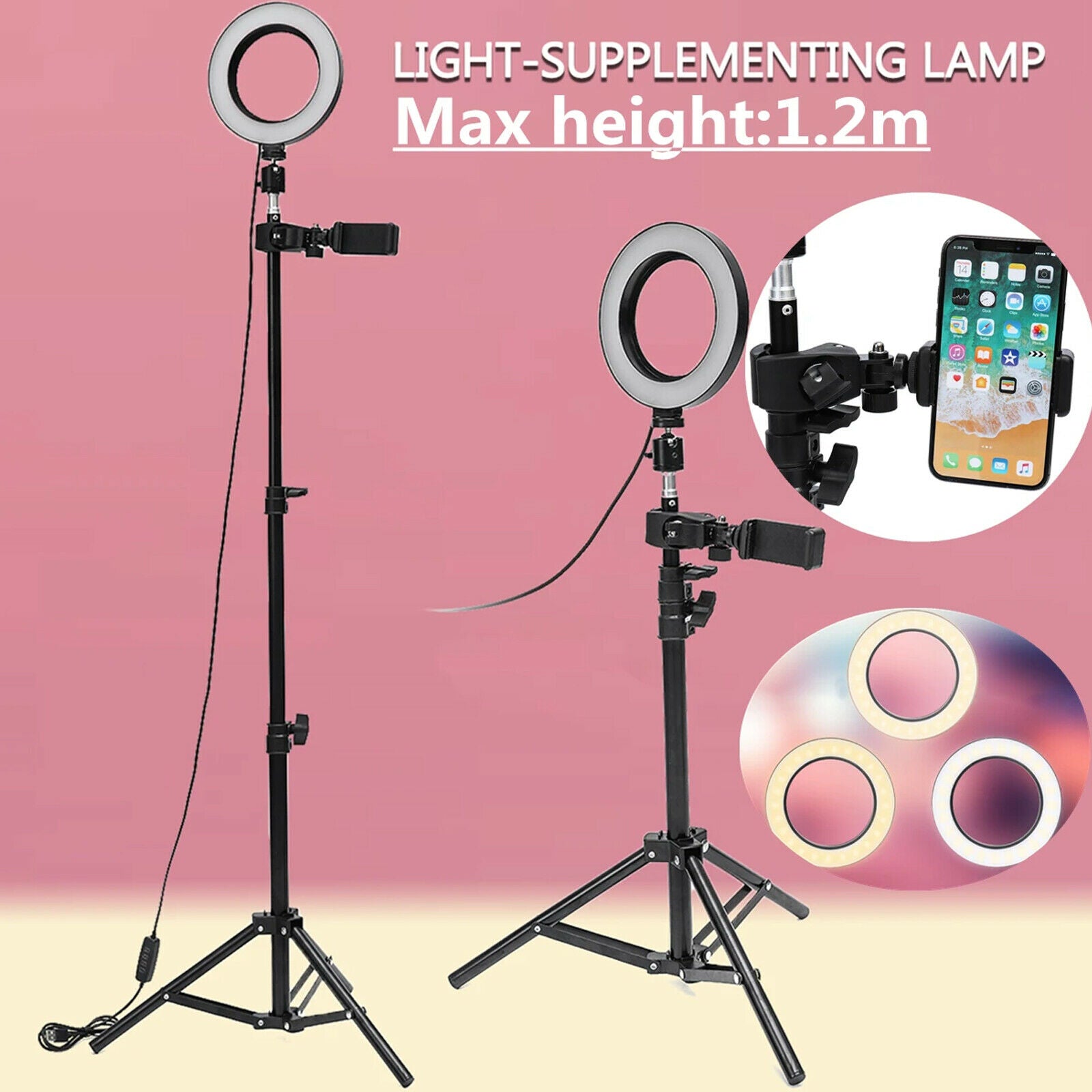 Dimmable USB Makeup Photo Camera Phone Selfie LED Ring Light Lamp Stand Tripod