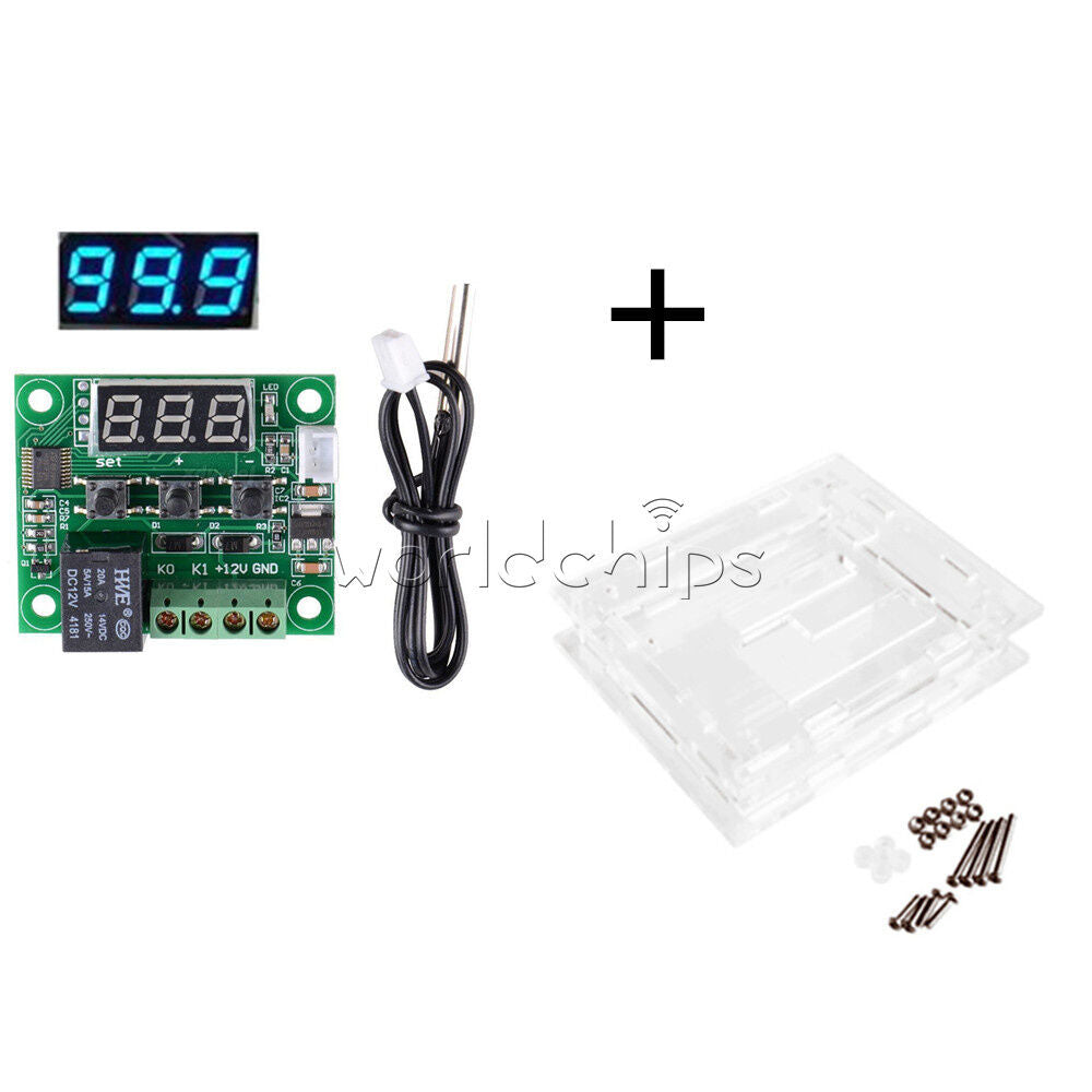 -50-110Â°C W1209 Blue Thermostat Temperature Control Switch Module 12V+Case