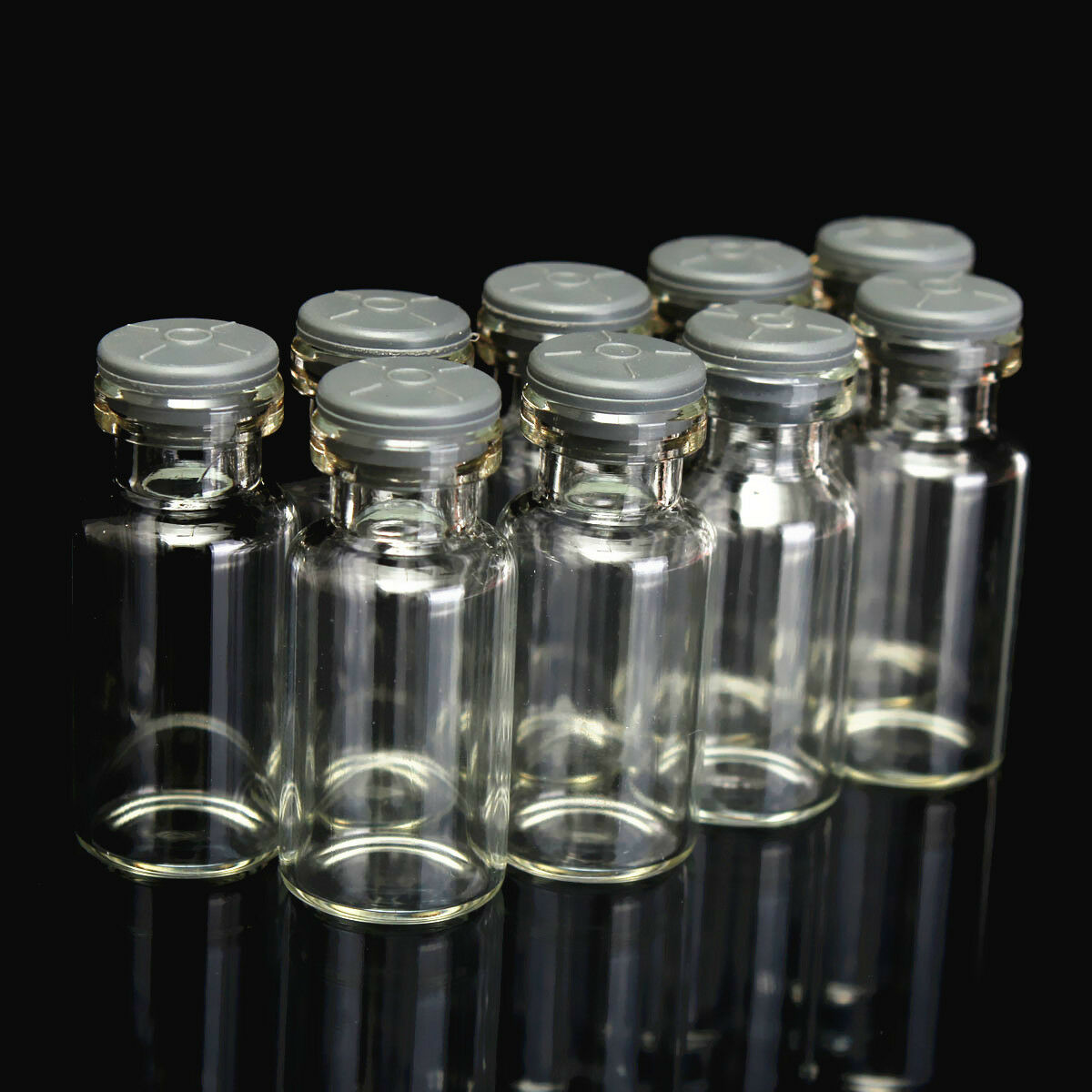 10pcs 2ml Small Empty Sample Vials Clear Glass Bottles With Butyl Rubber Stopper