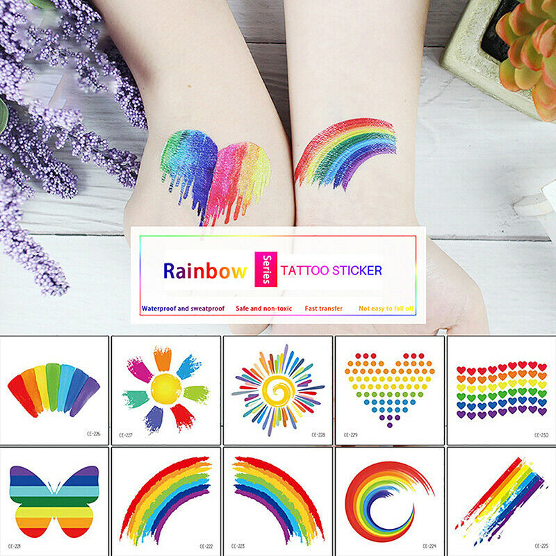40Pcs Rainbow Tattoos Pride Temporary Waterproof Tattoos Stick SJ