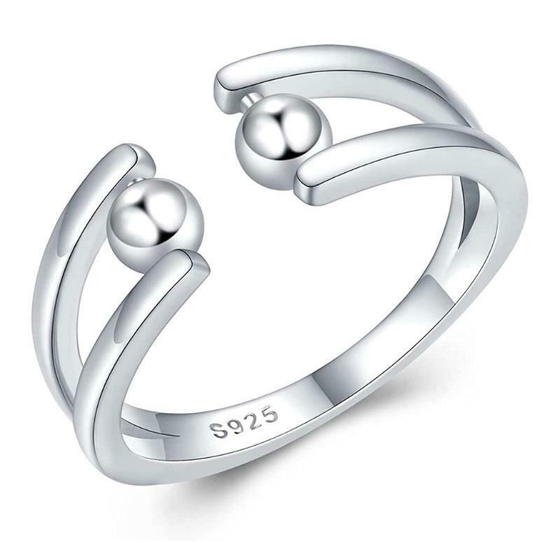 Fashion Adjustable Anxiety Relief Ring Retro Opening Spinner Beads Rings Jewelry
