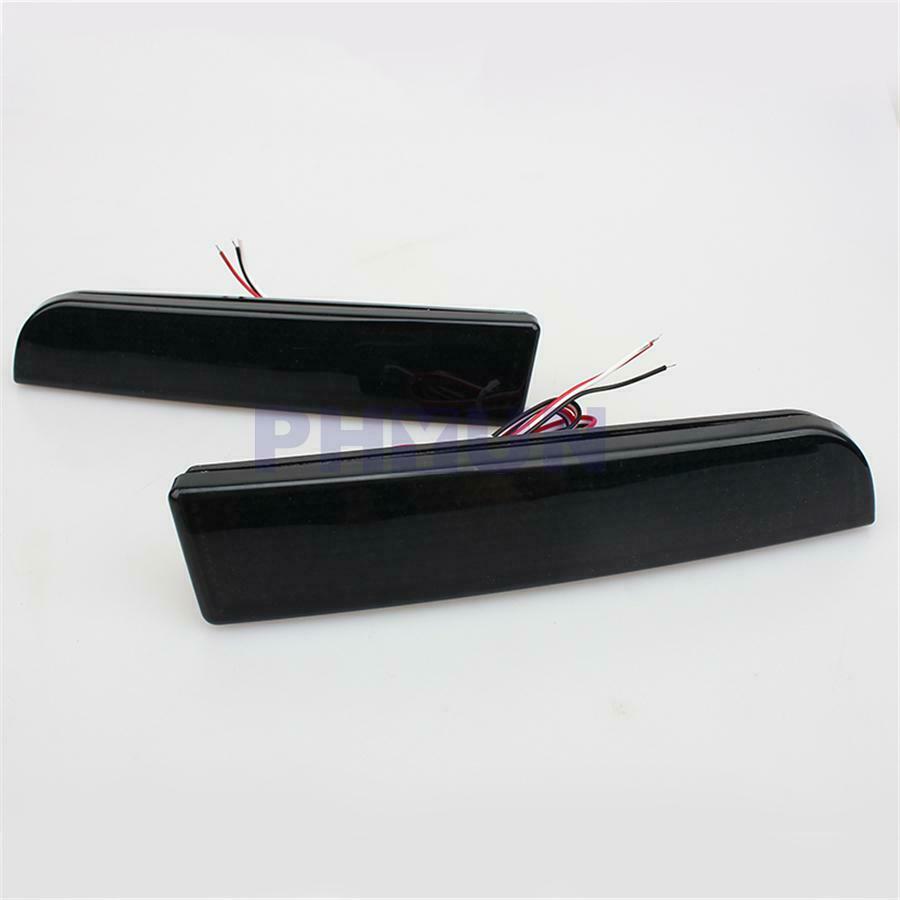 Pair Smoke Lens Bumper LED Reflectors Brake Tail Rear Fog Lights For Mitsubishi