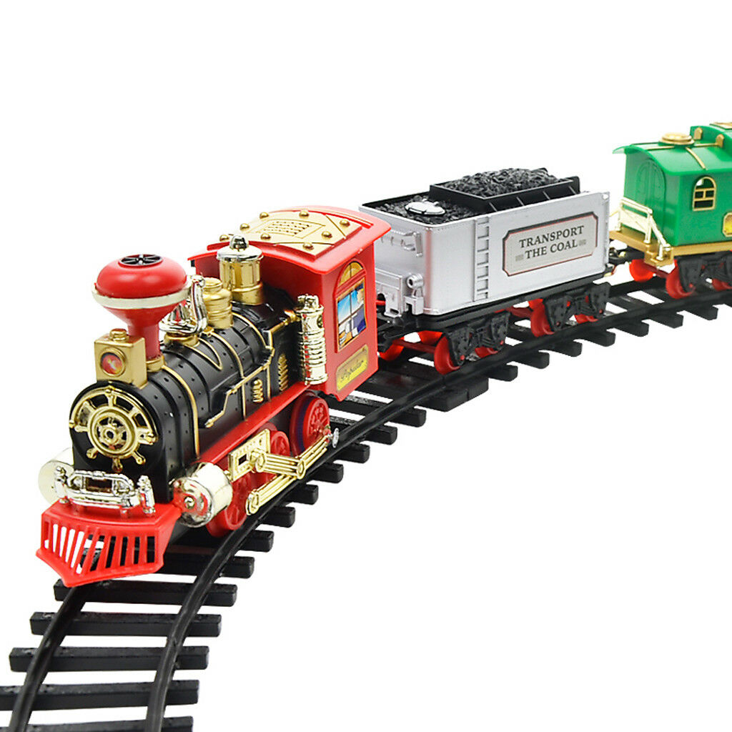 Remote Control Christmas Train Set - Lights, Sound, & Real Smoke - Kids Gift
