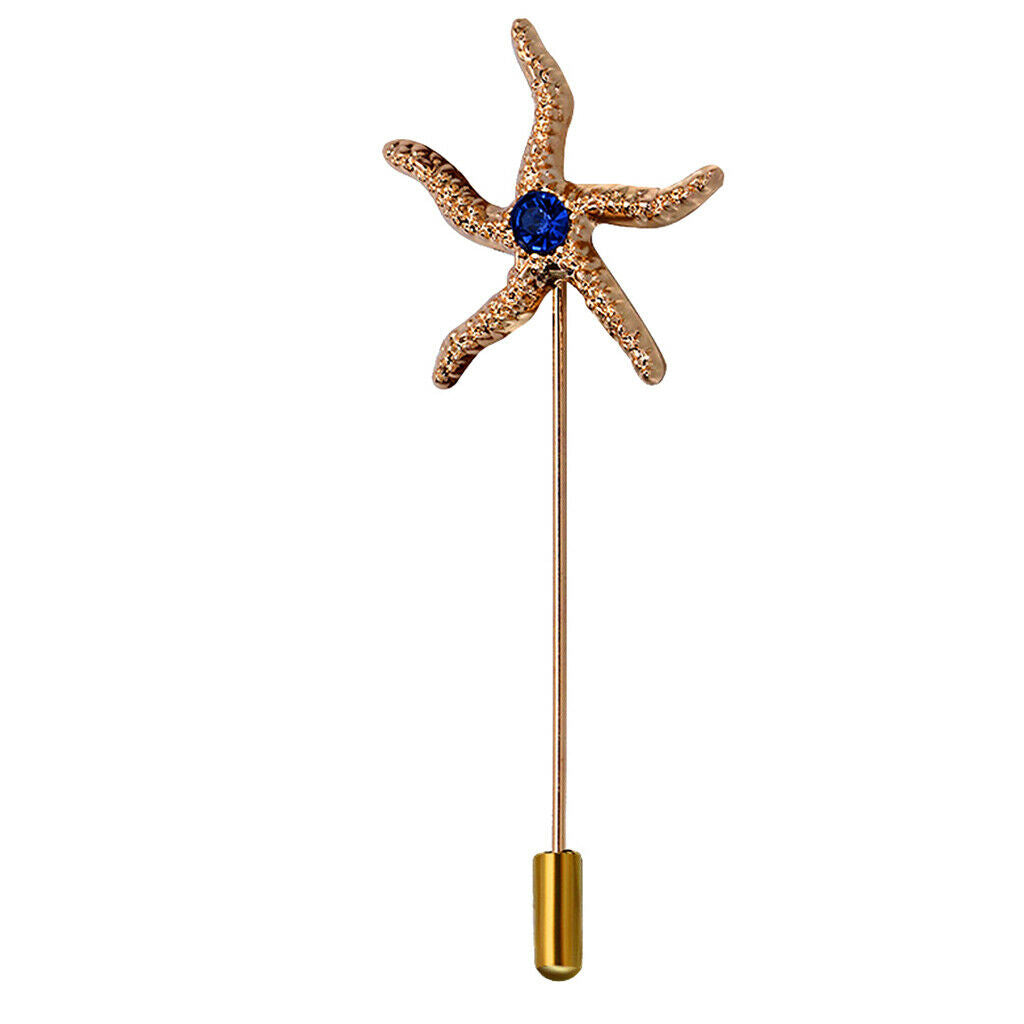 Women Mens Starfish Lapel Stick Pin Brooch Badge for Tie Hat Scarf Accessory