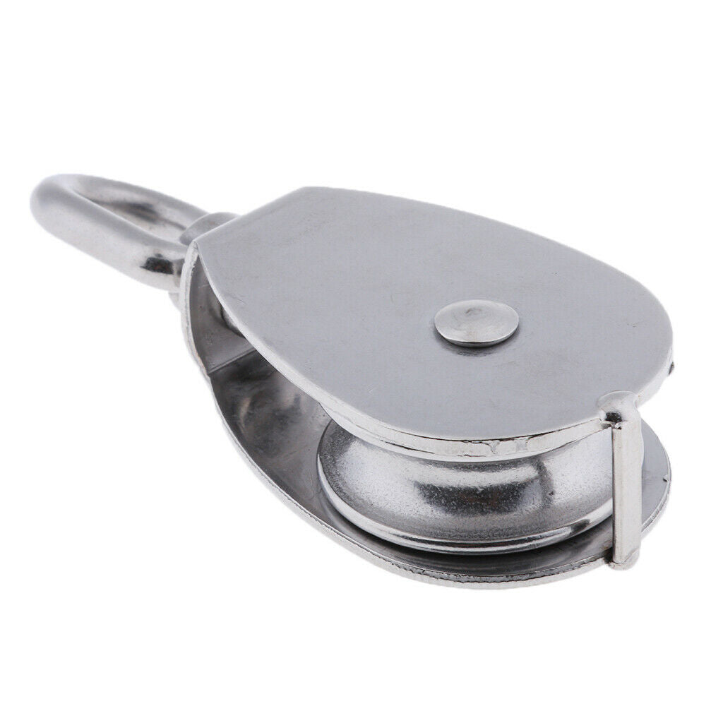 Set of 2 Single Sheave Pulley Block Hanging Wheel 360 Degrees Rotation