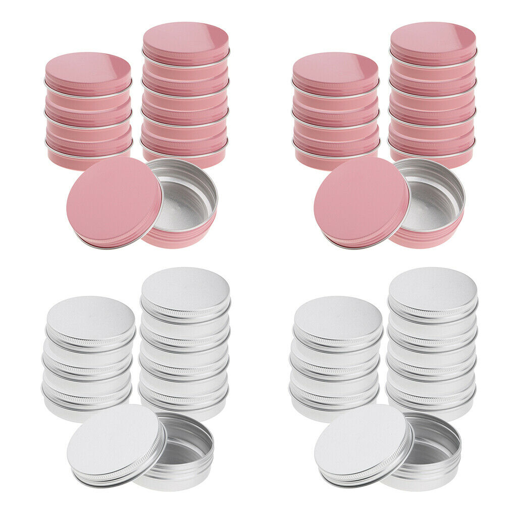 Pack of 32 Aluminum Cosmetic Containers Round Cans for Storage