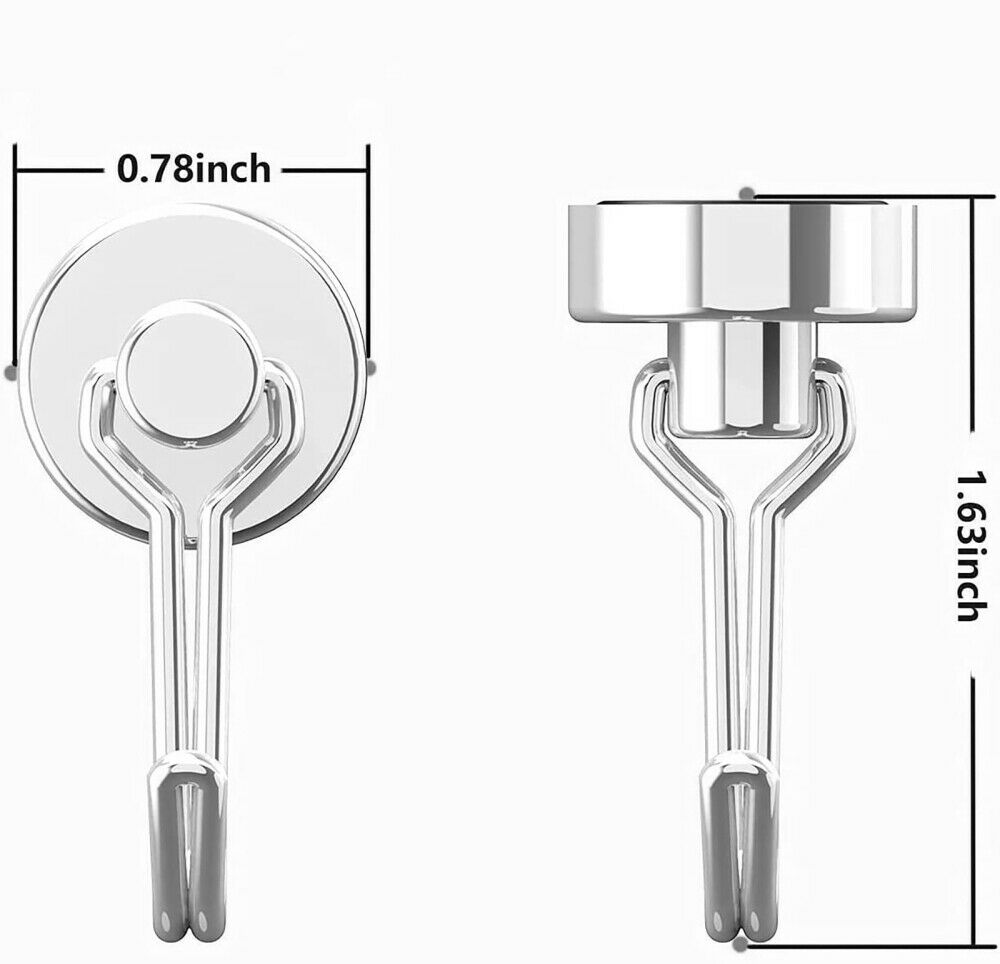 8pc Magnetic Hanging Hooks Stainless Steel Punch-free Hooks Set Home Office
