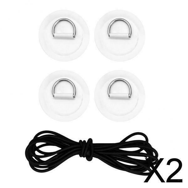 2X D Ring Pad Patch Boat Deck Bungee Rope Kit for Stand Up Paddle Board White
