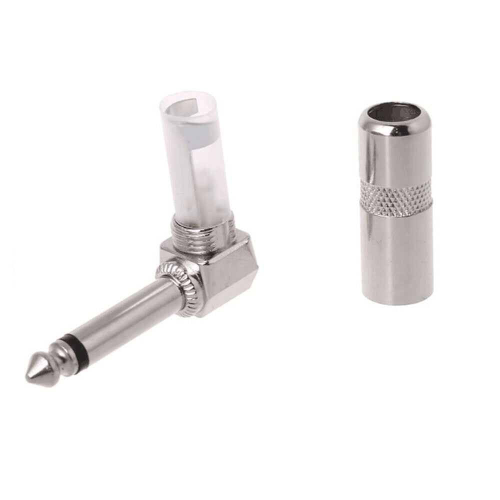 4Pcs 1/4 inch 6.35mm L-shape Jack Right Angle Male Mono Plug Connector For Audio