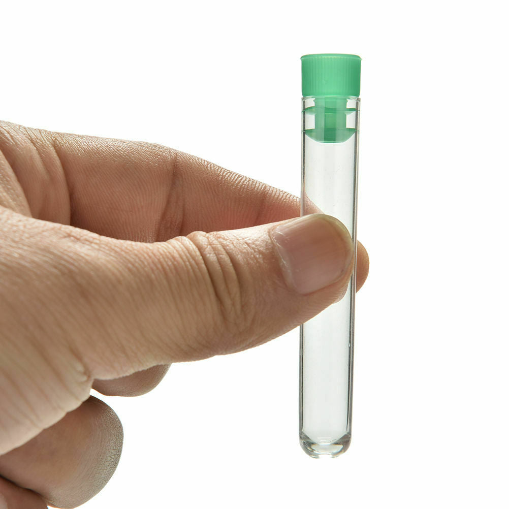 Plastic test tube  with 10 clear 12x75mm tubes and caps New