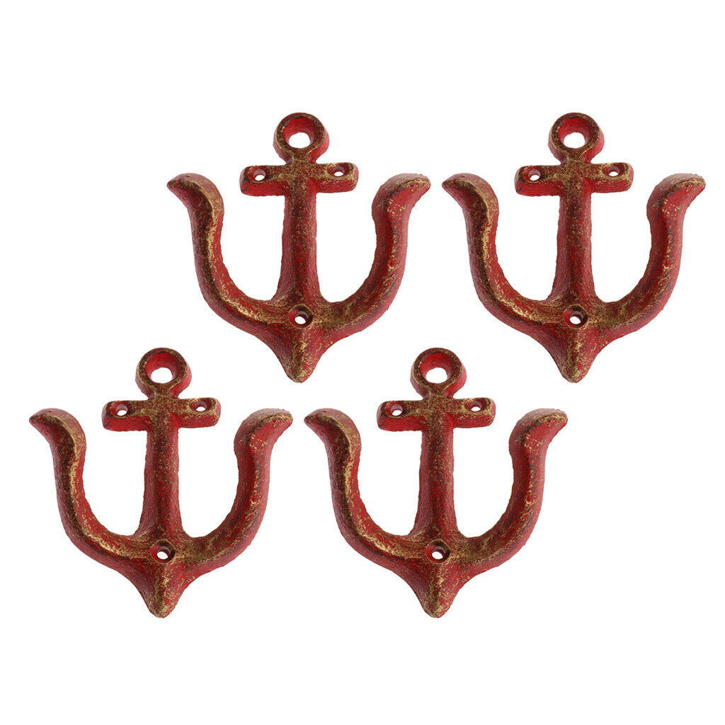 4x Wall Hook Bedroom Heavy Duty Coat Hook Hanger Decoration Red Wall Mounted