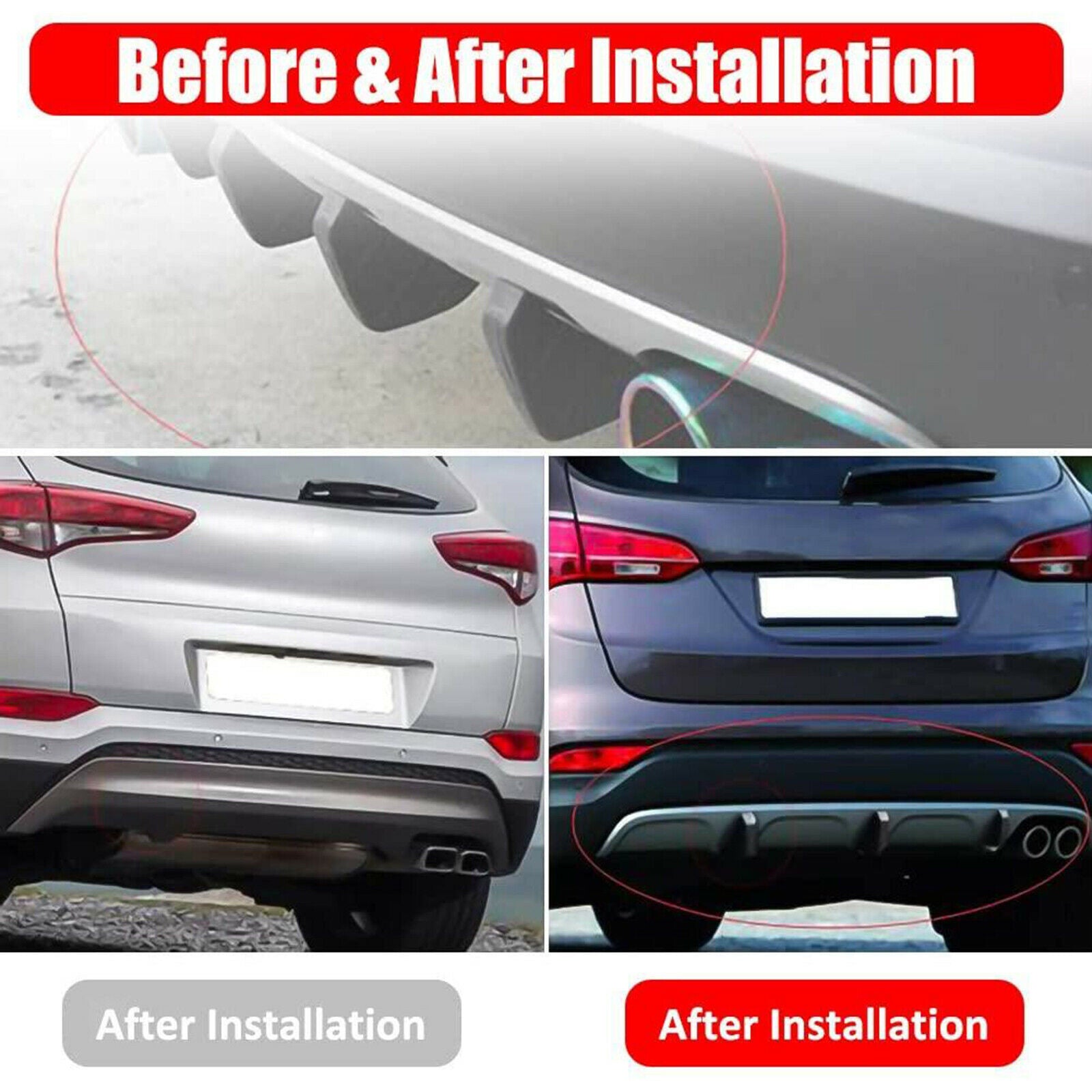 4Pieces Rear Bumper Diffuser SUV Auto Car Fender Skirt Lip Splitter Sturdy