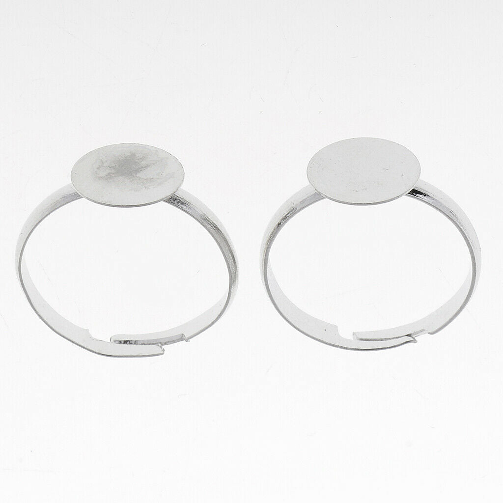 10 Pieces Adjustable Cabochon Ring Findings Base Ring Blanks 10mm