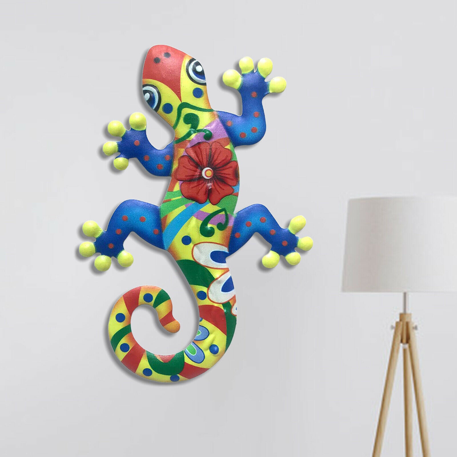 Metal Hang Gecko Wall Decor Lizard for Home Garden Patio Fence Decor Blues