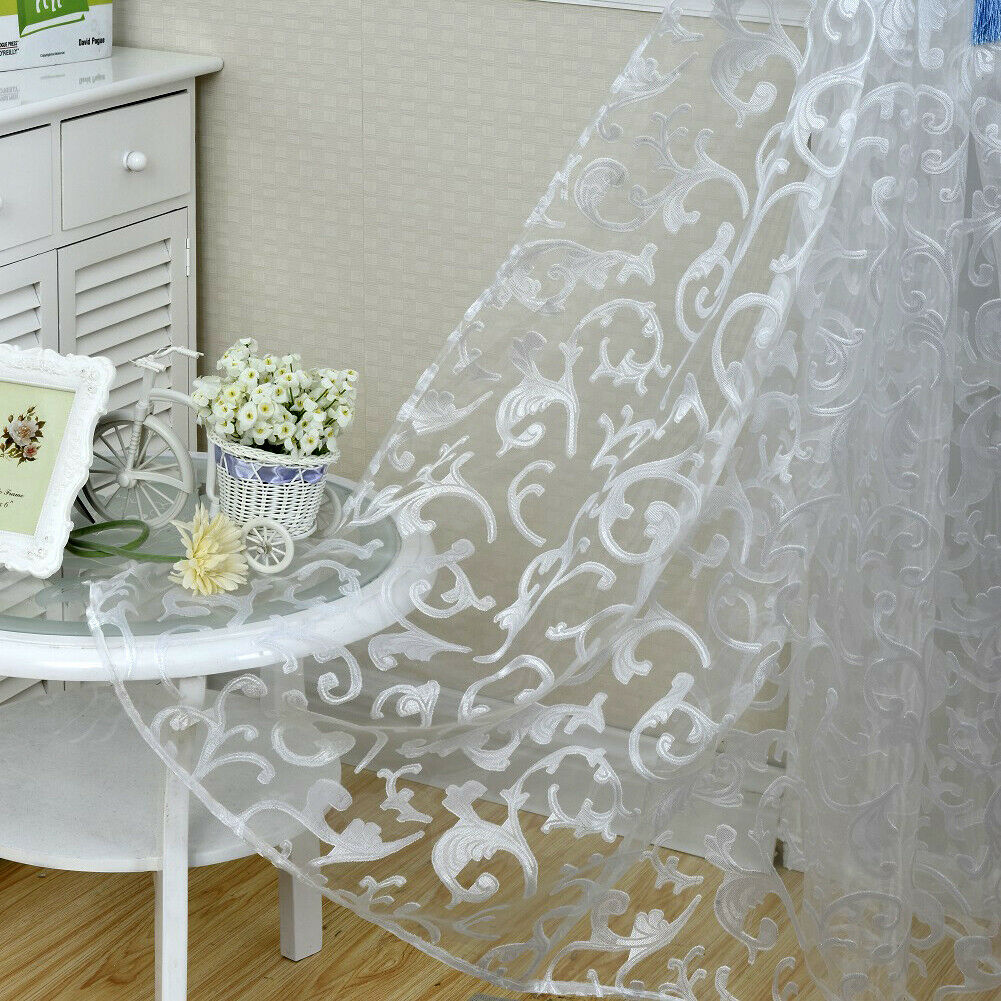 3x Jacquard Blackboard Tulle Curtain Curtains Voile Home Decor White