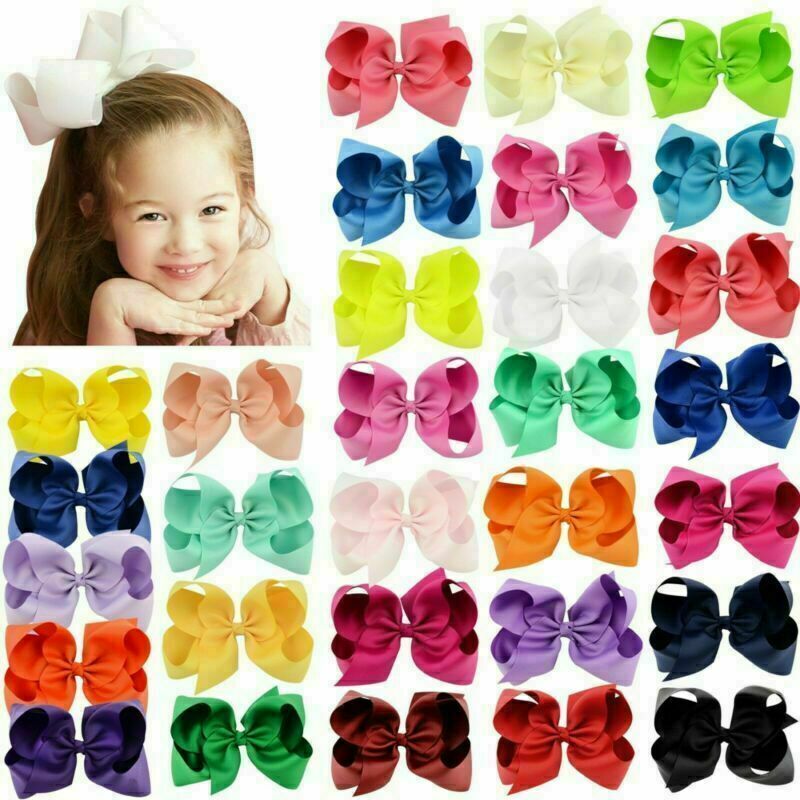 10PCS 4.5 inch grosgrain ribbon bow big hair clip aligator alips flower girl
