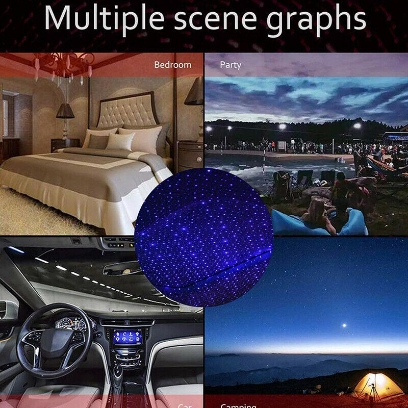 USB Car Interior Atmosphere Starry Sky Lamp Ambient Star Light LED Projector Tt