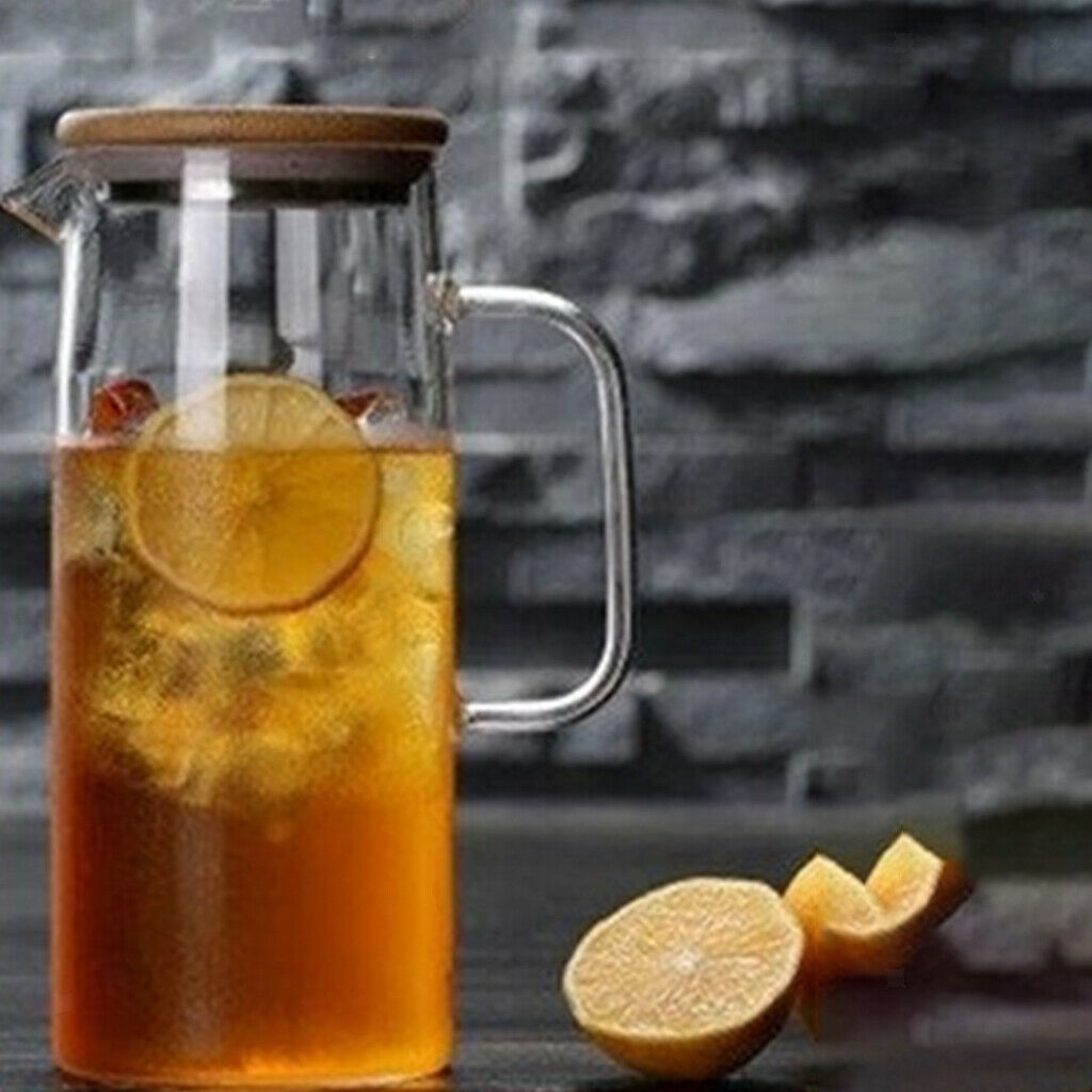 Glass Kettle with Lid for Water Iced Tea Milk Coffee Juice Serving 20x8cm A