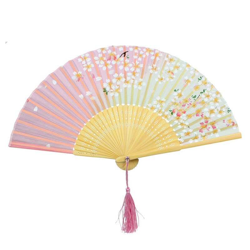 Japanese Chinese Bamboo Lace Cherry Blossom Folding Hand Fan Wedding Part.l8