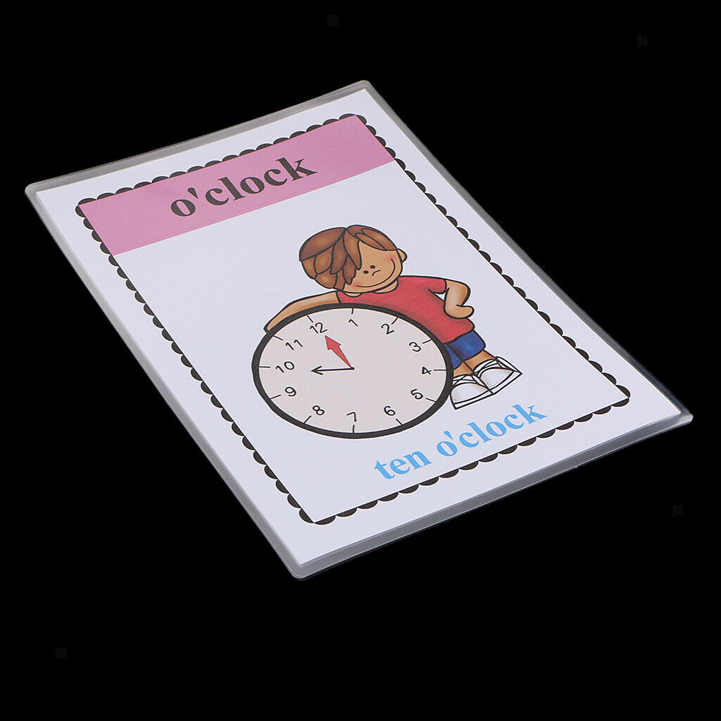 30*22cm Large Preschool Educational Sight Word Flashcards - Clock Time 5Pieces
