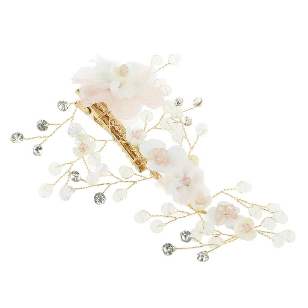 Handmade Flower Manual Alloy Rhinestone Hairpin Women Golden Tiaras