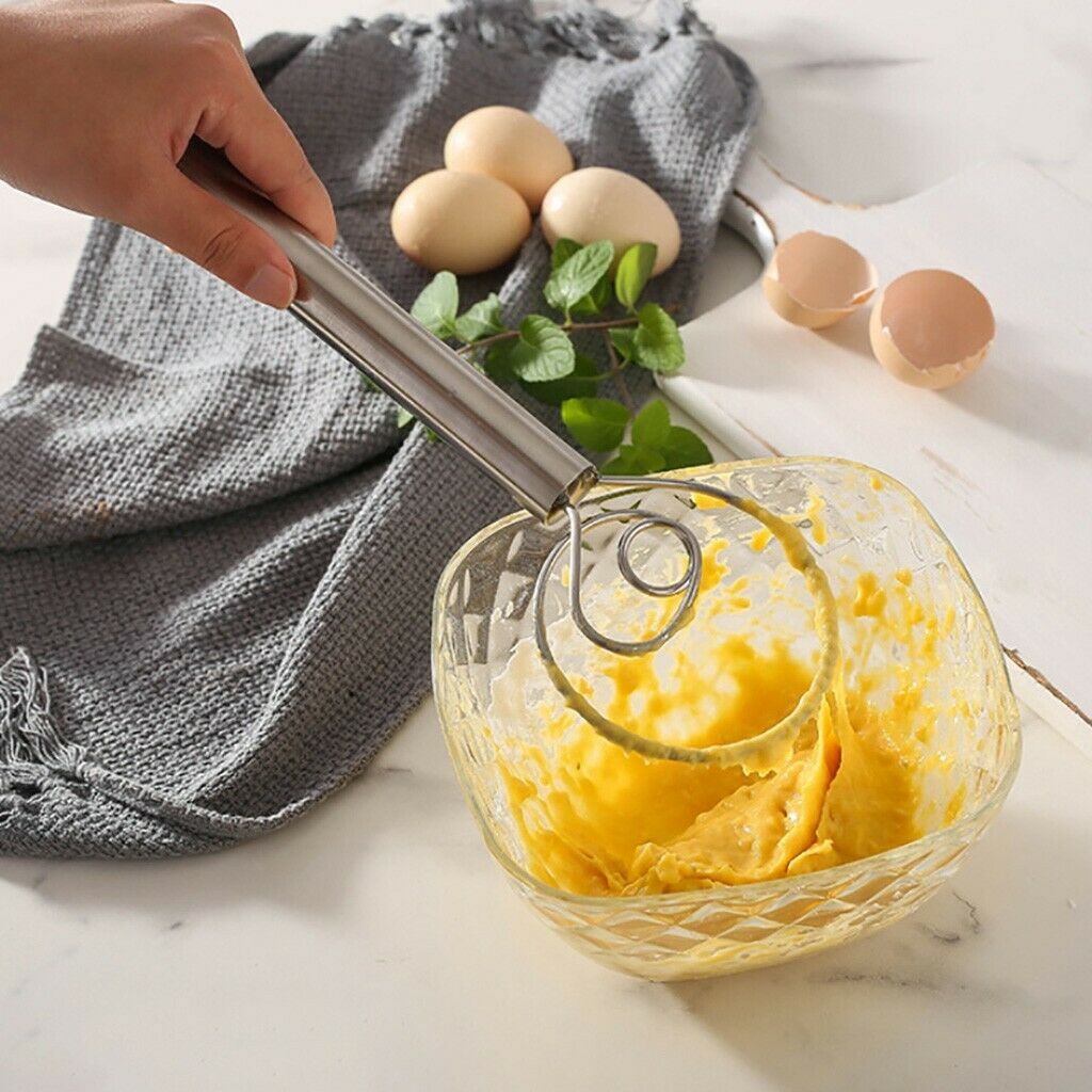 3.5x11.5 inch Stainless Steel Dutch Dough Hand Mixer Whisk Danish Dough Whisk