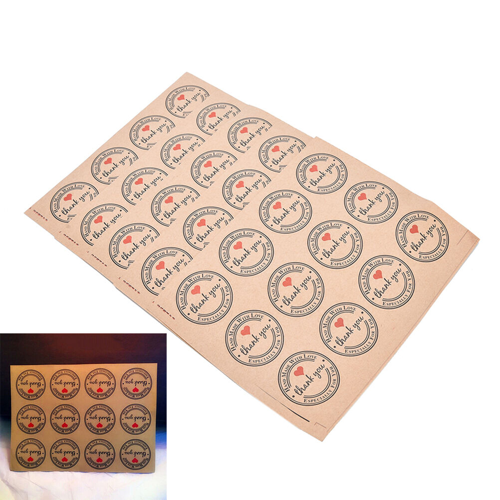 60x Thank You Self-adhesive Stickers Kraft Label Stickers Gifts Labels Pap.l8
