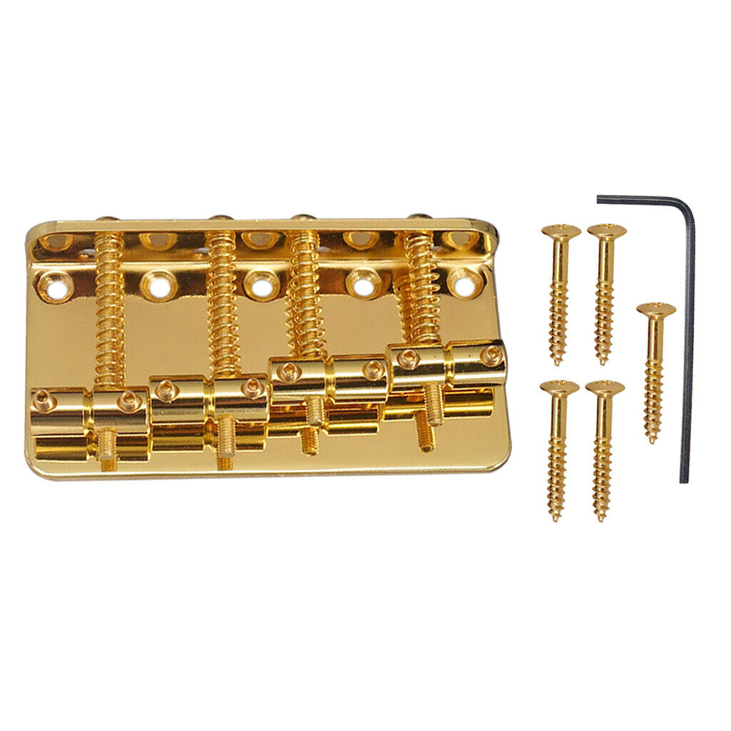 Zinc Alloy 4 String Bass Hardtail Bridge Assembly for Electric Bass Replacement