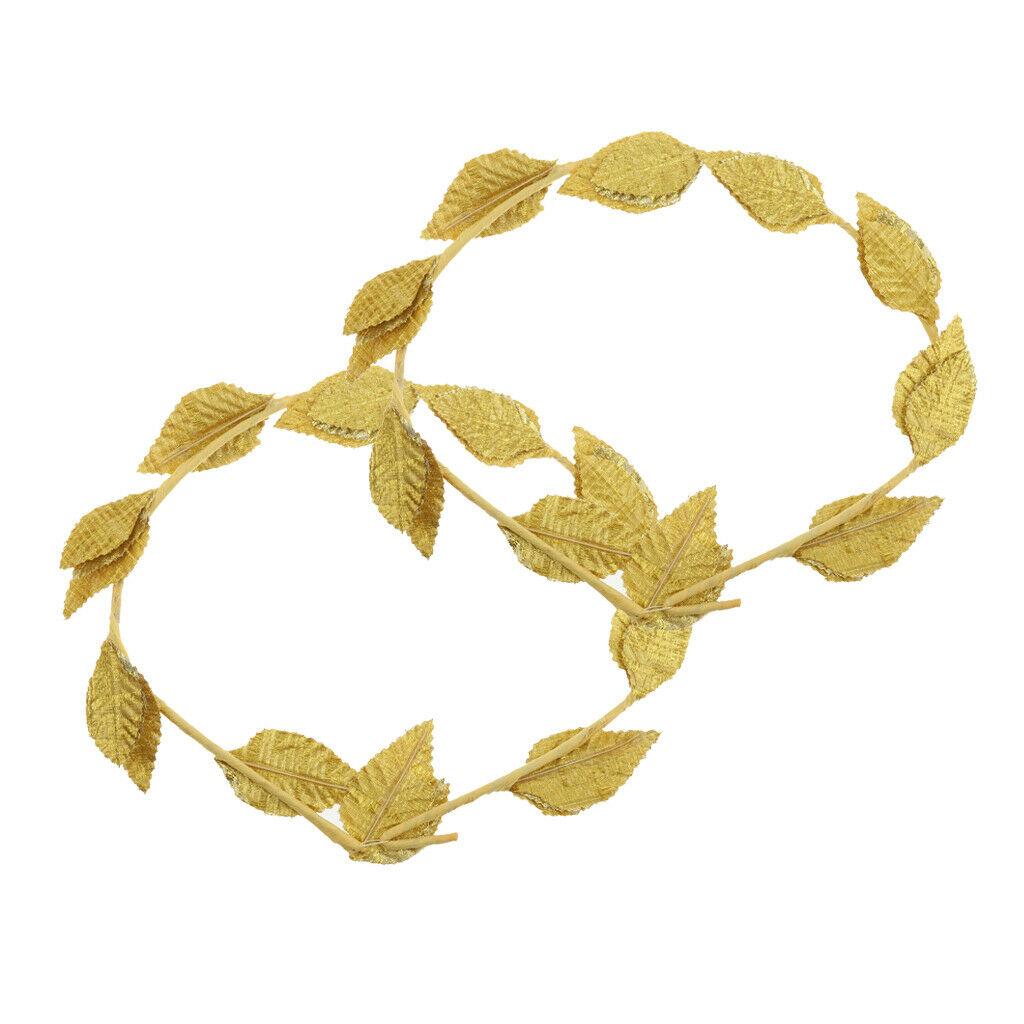 2pcs Golden Leaf Headband, Roman Greek Goddess Laurel Wreath, Fancy Dress Beach
