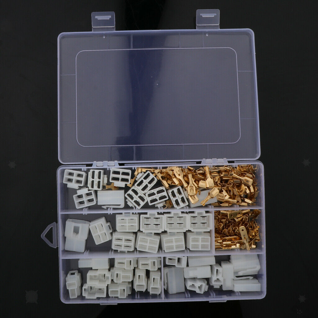 20 Kits 6.3mm 2 4 Pin Brass Crimp Terminal Cable Locking Tab Spade Connector