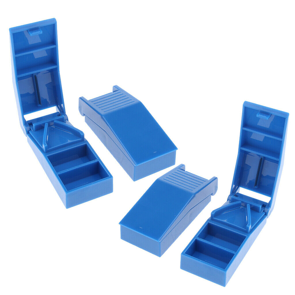 4 Pieces Portable ABS Pill Splitter Cutter Case Container Organizer Travel