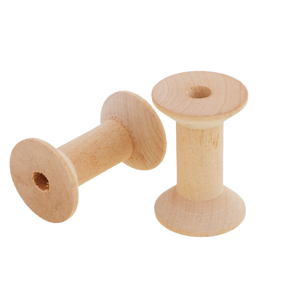 10Pcs Empty Wooden Sewing Bobbins Empty Thread Spools DIY Tools 47x31mm