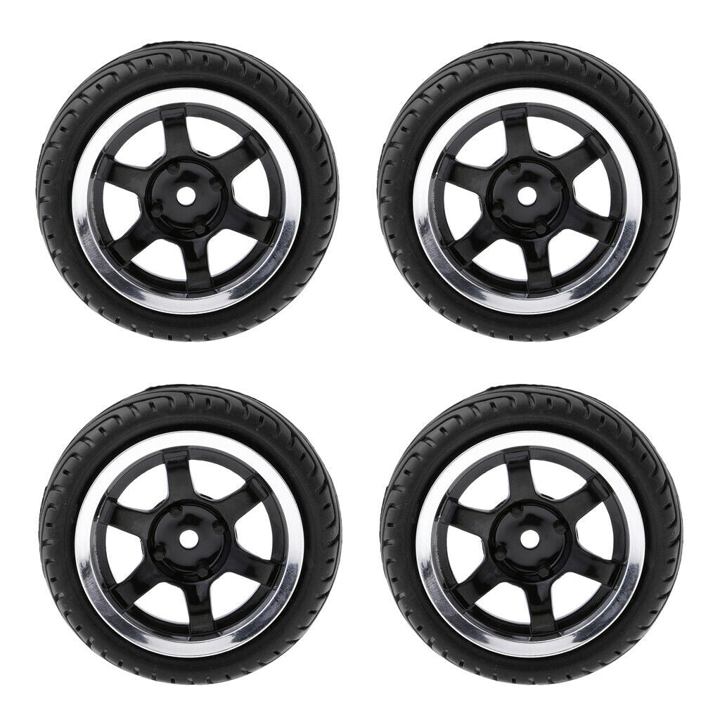 4 Pieces RC Vehicle Wheels Tire Rim Set 12mm Hexagon for 1/10 on Road Car Parts