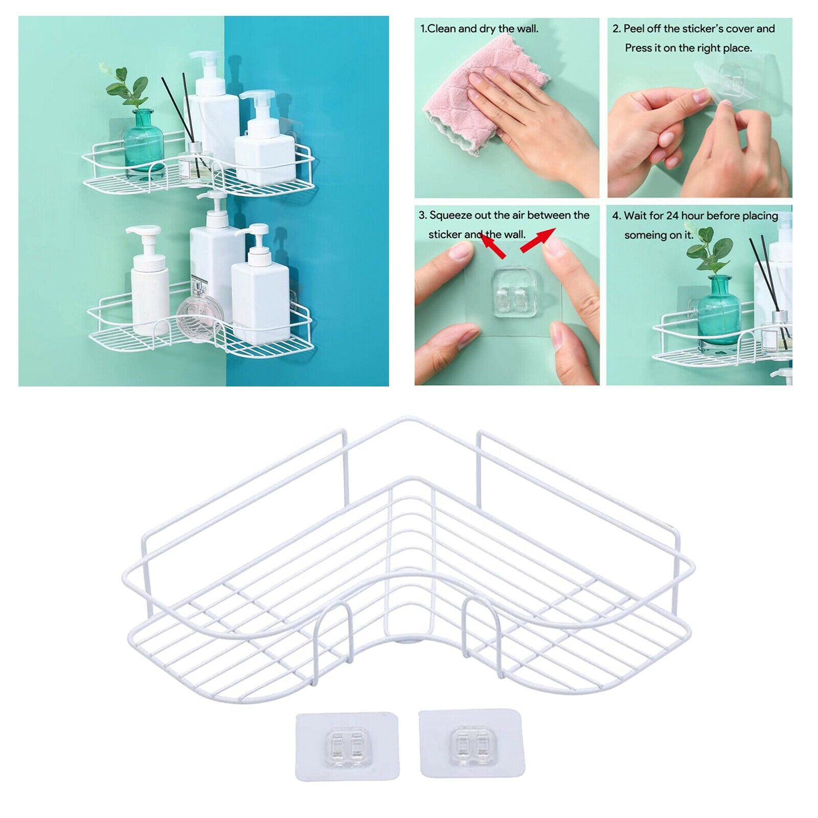 Corner Shower Caddy Shampoo Storage Organizer for Shower, Toilet, Bathtub, Dorm