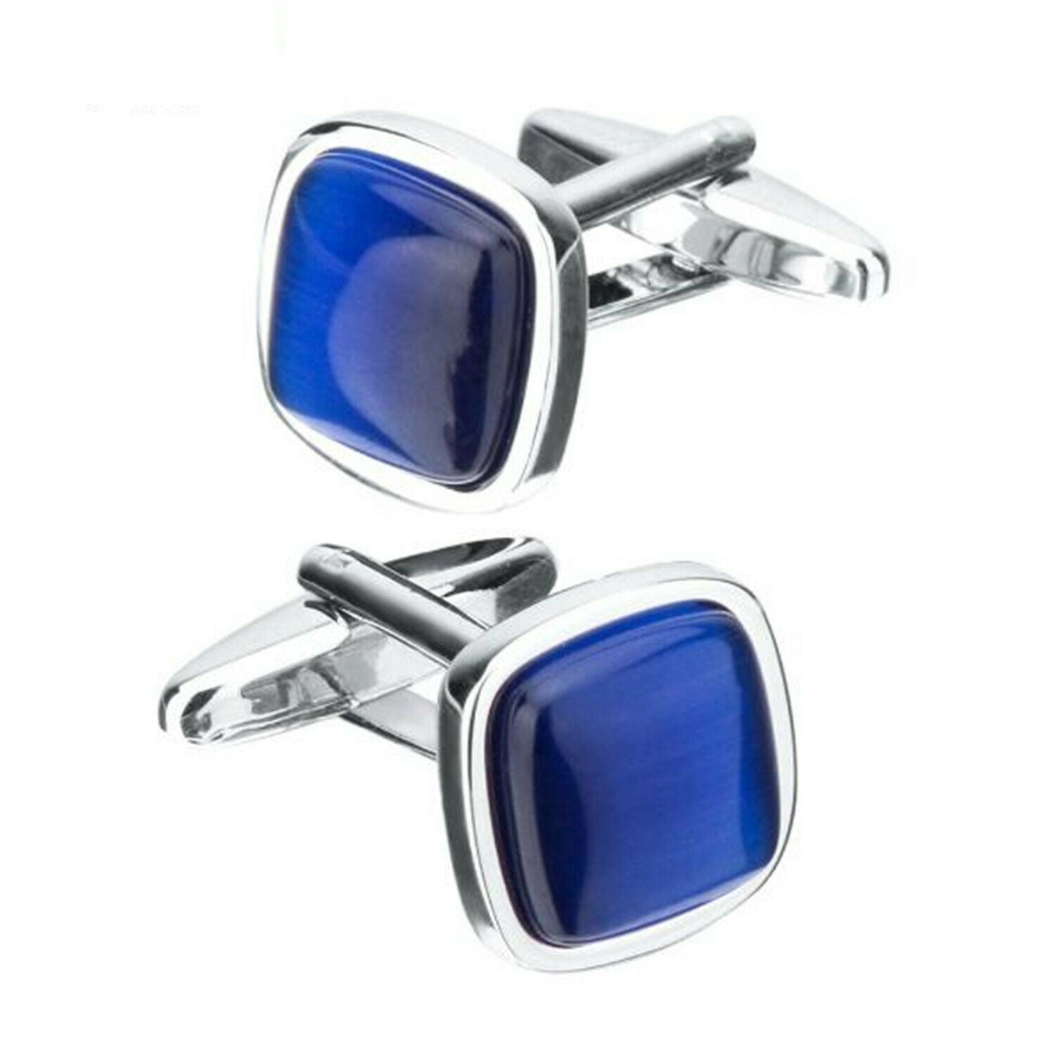 Men Luxury Blue Opal Gem Cufflinks Tuxedo Shirt Studs Brass Cuff Links Wedding