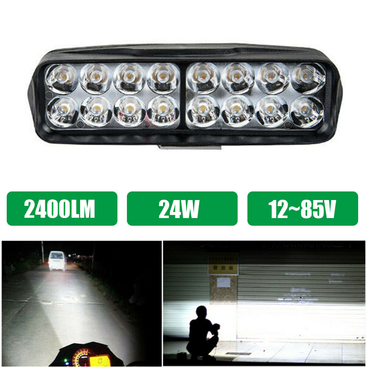 24W 2400LM LED Work Light Bar Spotlight Driving Lamp Car Truck Offroad 12V 24V