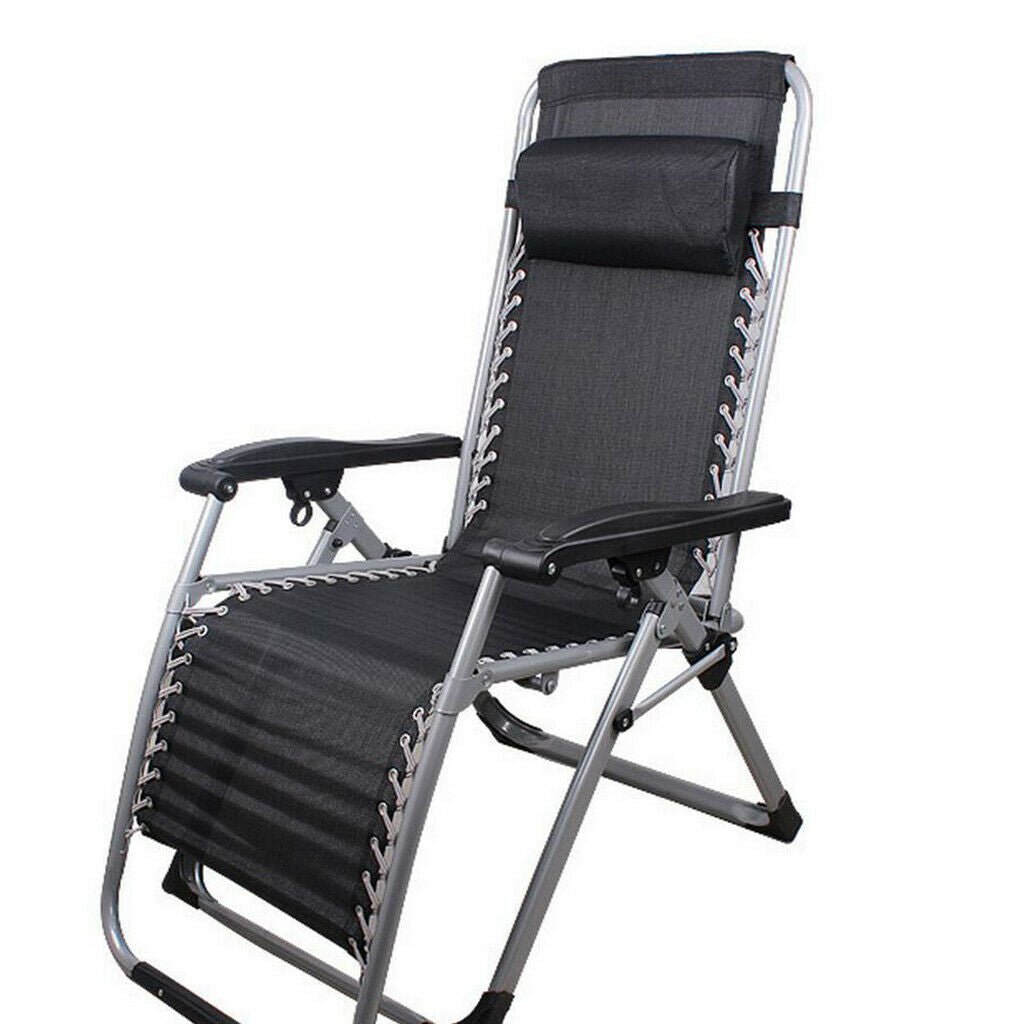 4Pcs Black Fabric Head Cushion Pillow for Outdoor Patio Folding Recliner