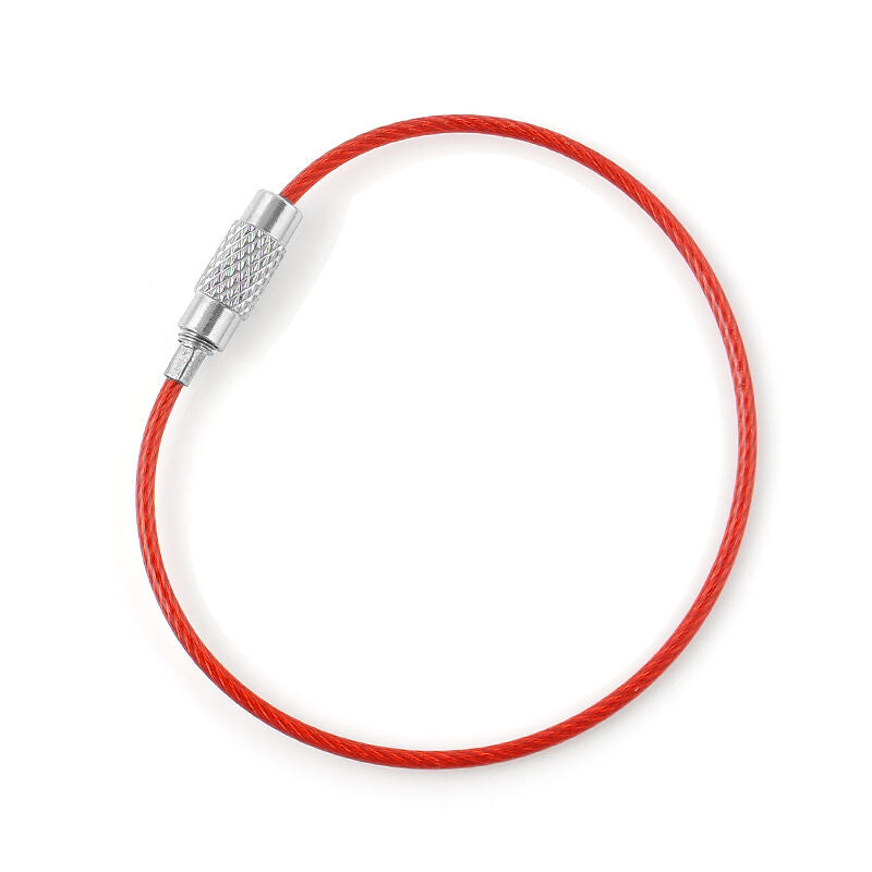 5pcs/set Stainless Steel Wire Keychain Cable Key Ring Chains For Outdoor Hiking