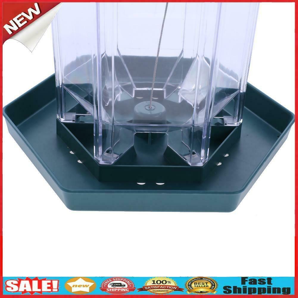 Green Pavilion Bird Feeder Plastic Hanging Bird Food Container Garden Decor @