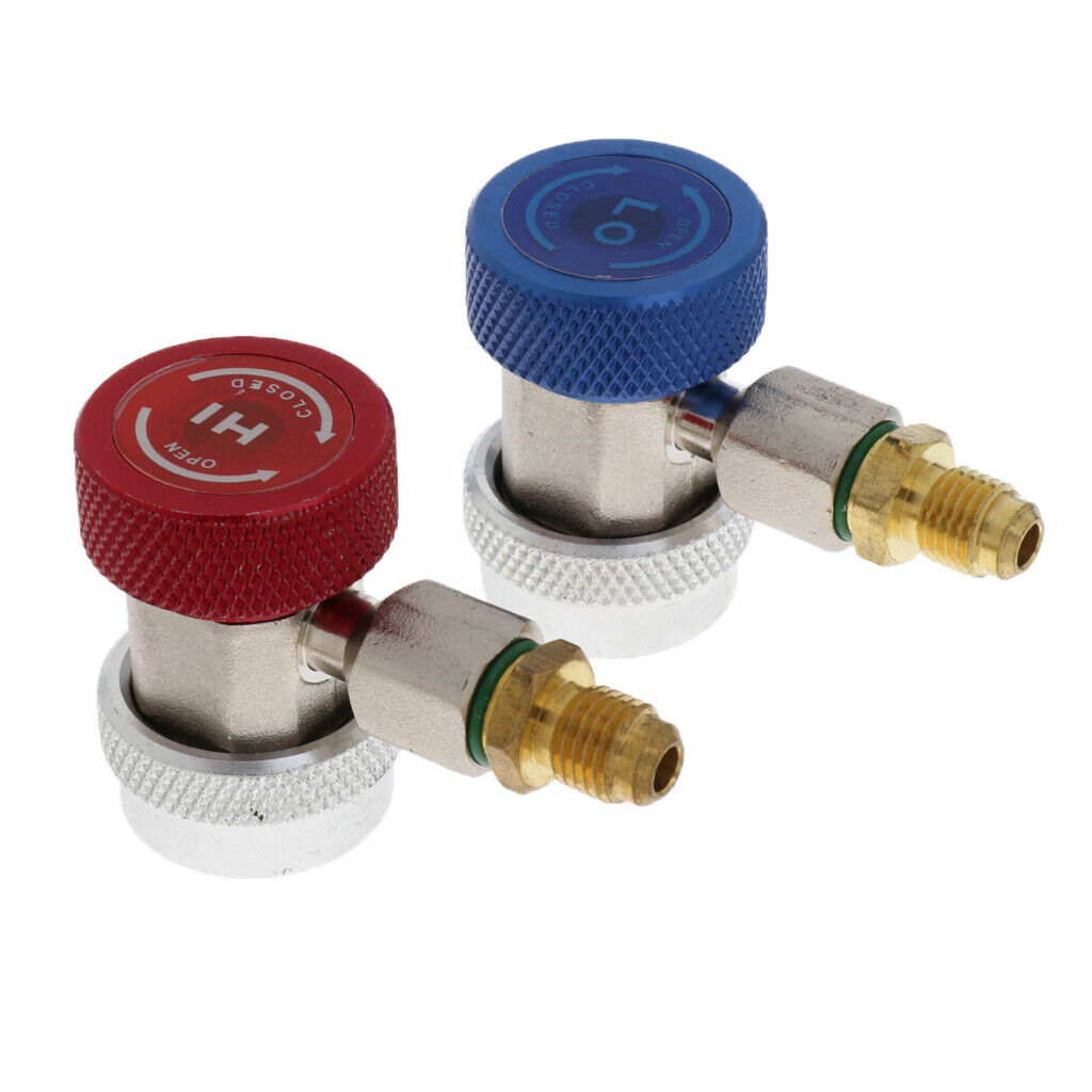 2pcs AC R134a Quick Coupler Connector Adapter A/C Manifold Gauge Low/High