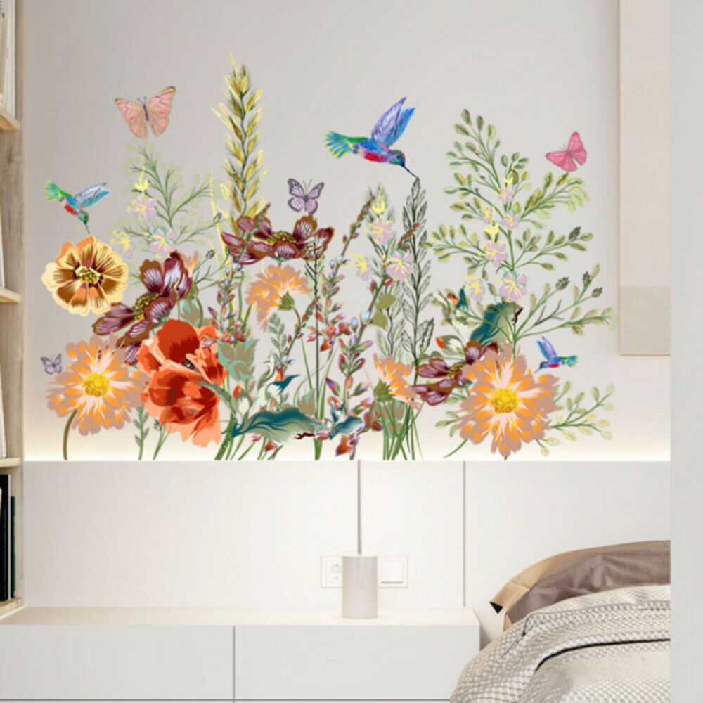 Butterfly Flowers Wall Stickers Kingfisher Living Room Bedroom Wall Decals Decor