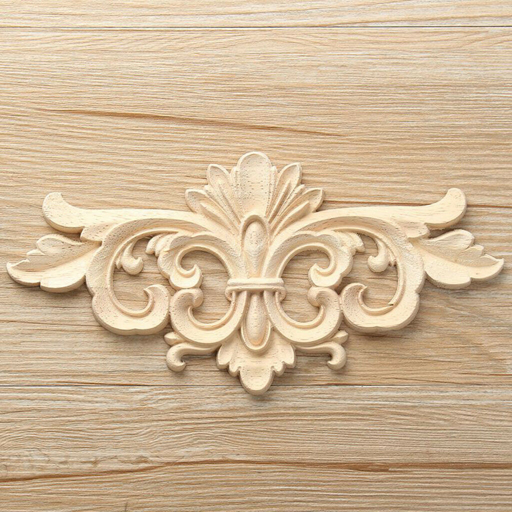 Wood Carved Applique Frame Corner Onlay Furniture Home Decor Unpainted #4