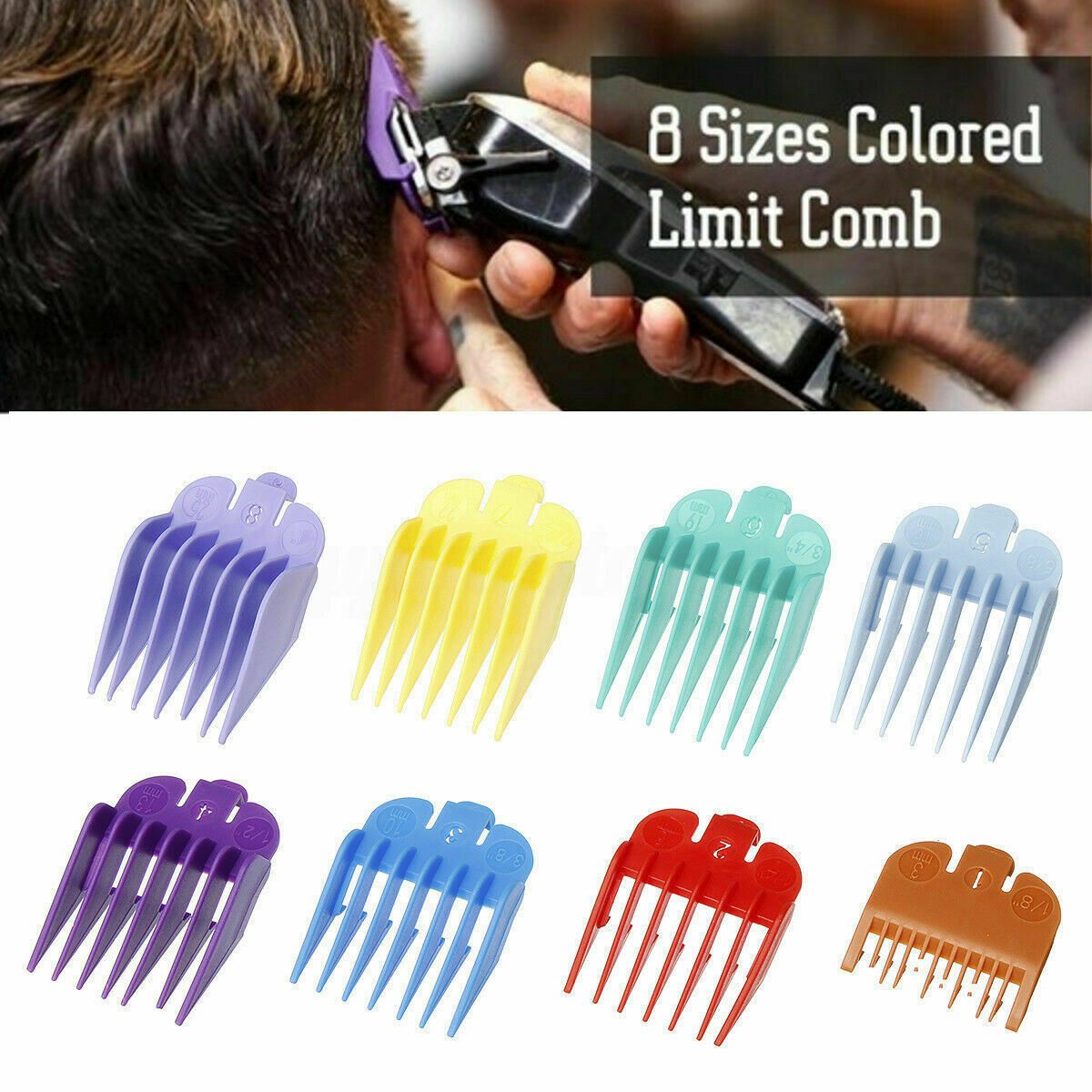 Standard Guards Attach Trimmer Hair Clipper Guide Comb Set Style for WAHL 8pcs